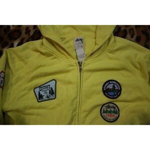Stussy Girls Women's Zip up Hoodie Y2k Vintage Spring Bright Yellow L